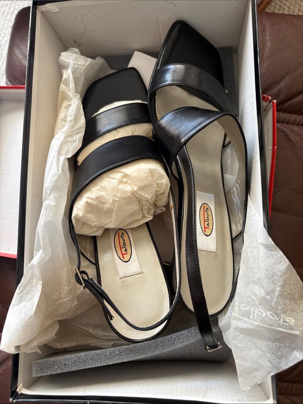 Women's Talbots 7.5 med Black Mid-Heel Sandals - Classic Leather